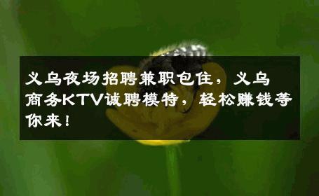 义乌夜场招聘兼职包住，义乌商务KTV诚聘模特，轻松赚钱等你来！