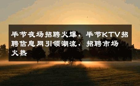 毕节夜场招聘火爆，毕节KTV招聘信息网引领潮流，招聘市场火热