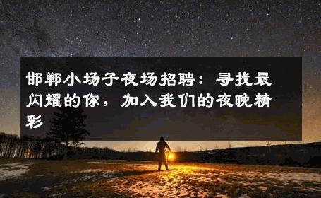 邯郸小场子夜场招聘：寻找最闪耀的你，加入我们的夜晚精彩