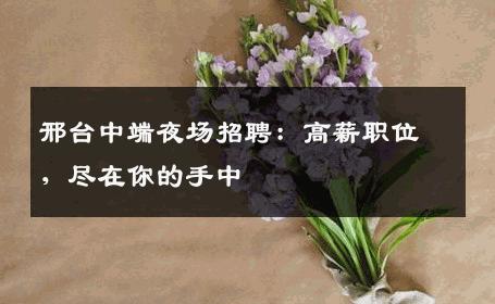 邢台中端夜场招聘：高薪职位，尽在你的手中