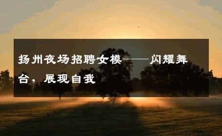 扬州夜场招聘女模——闪耀舞台，展现自我