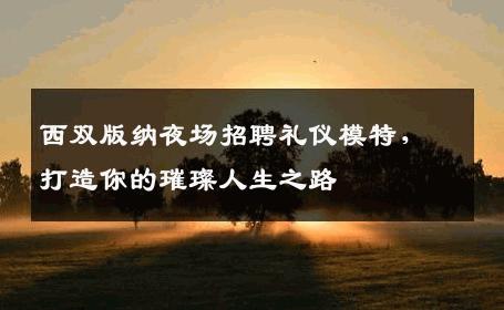 西双版纳夜场招聘礼仪模特，打造你的璀璨人生之路