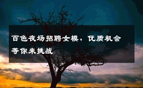 百色夜场招聘女模，优质机会等你来挑战