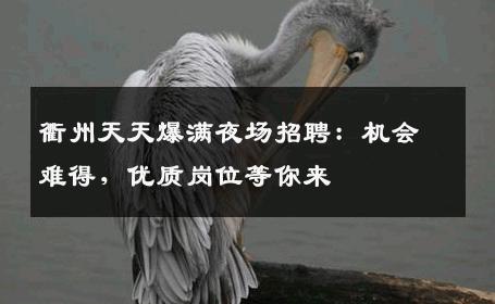 衢州天天爆满夜场招聘：机会难得，优质岗位等你来