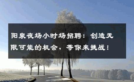 阳泉夜场小时场招聘：创造无限可能的机会，等你来挑战！