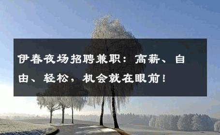 伊春夜场招聘兼职：高薪、自由、轻松，机会就在眼前！