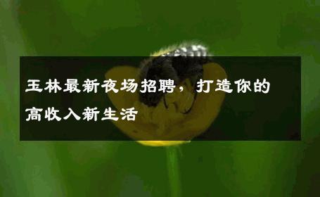 玉林最新夜场招聘，打造你的高收入新生活