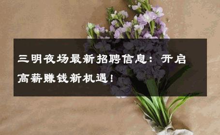 三明夜场最新招聘信息：开启高薪赚钱新机遇！