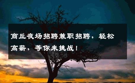 商丘夜场招聘兼职招聘，轻松高薪，等你来挑战！