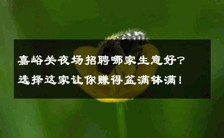 嘉峪关夜场招聘哪家生意好？选择这家让你赚得盆满钵满！