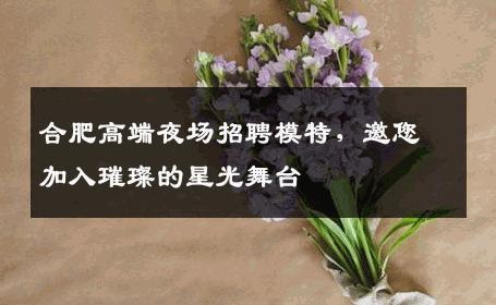合肥高端夜场招聘模特，邀您加入璀璨的星光舞台