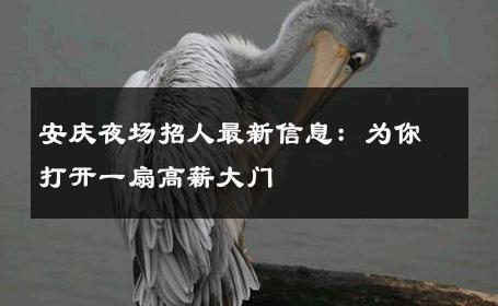 安庆夜场招人最新信息：为你打开一扇高薪大门