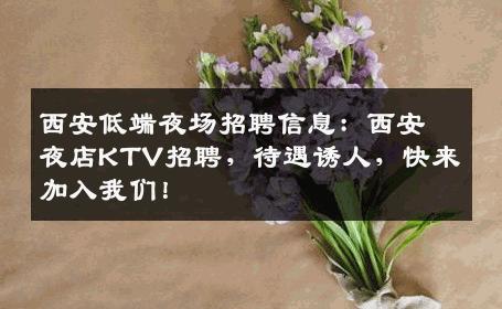 西安低端夜场招聘信息：西安夜店KTV招聘，待遇诱人，快来加入我们！