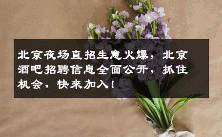 北京夜场直招生意火爆，北京酒吧招聘信息全面公开，抓住机会，快来加入！