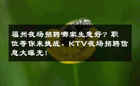 福州夜场招聘哪家生意好？职位等你来挑战，KTV夜场招聘信息大曝光！