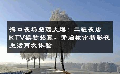 海口夜场招聘火爆！二班夜店KTV模特招募，开启城市精彩夜生活两次体验