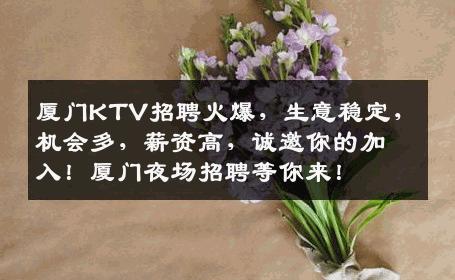 厦门KTV招聘火爆，生意稳定，机会多，薪资高，诚邀你的加入！厦门夜场招聘等你来！