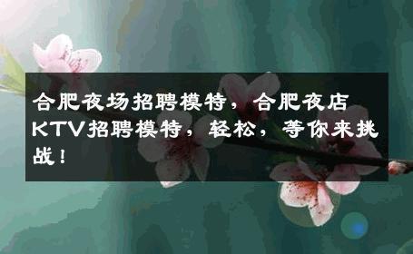 合肥夜场招聘模特，合肥夜店KTV招聘模特，轻松，等你来挑战！