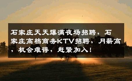 石家庄天天爆满夜场招聘，石家庄高档商务KTV招聘，月薪高，机会难得，赶紧加入！