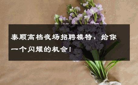 泰顺高档夜场招聘模特，给你一个闪耀的机会！