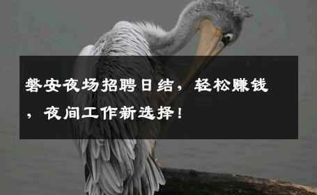 磐安夜场招聘日结，轻松赚钱，夜间工作新选择！