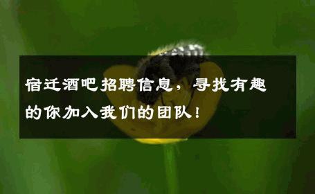 宿迁酒吧招聘信息，寻找有趣的你加入我们的团队！