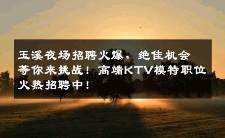 玉溪夜场招聘火爆，绝佳机会等你来挑战！高端KTV模特职位火热招聘中！