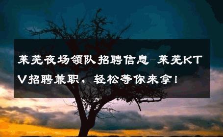 莱芜夜场领队招聘信息-莱芜KTV招聘兼职，轻松等你来拿！