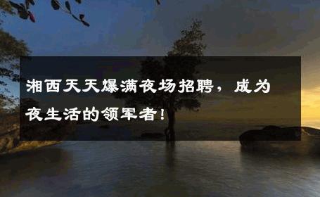 湘西天天爆满夜场招聘，成为夜生活的领军者！