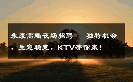 永康高端夜场招聘 - 独特机会，生意稳定，KTV等你来！