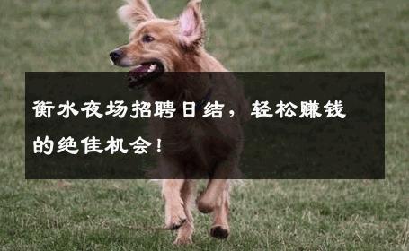 衡水夜场招聘日结，轻松赚钱的绝佳机会！