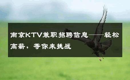 南京KTV兼职招聘信息——轻松高薪，等你来挑战