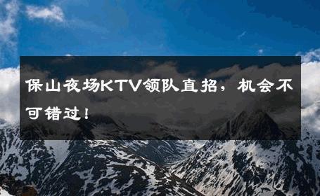 保山夜场KTV领队直招，机会不可错过！