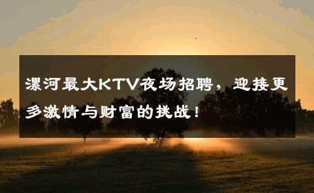 漯河最大KTV夜场招聘，迎接更多激情与财富的挑战！