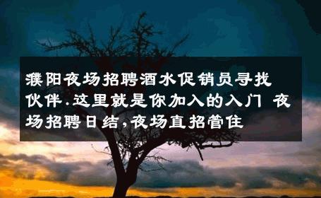 濮阳夜场招聘酒水促销员寻找伙伴.这里就是你加入的入门 夜场招聘日结,夜场直招管住