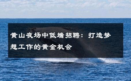 黄山夜场中低端招聘：打造梦想工作的黄金机会