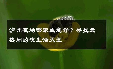 泸州夜场哪家生意好？寻找最热闹的夜生活天堂