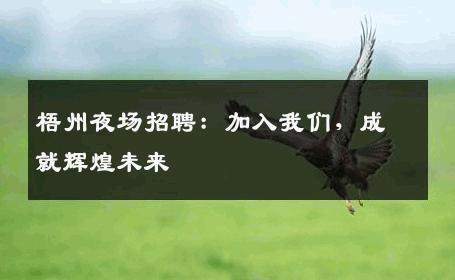 梧州夜场招聘：加入我们，成就辉煌未来