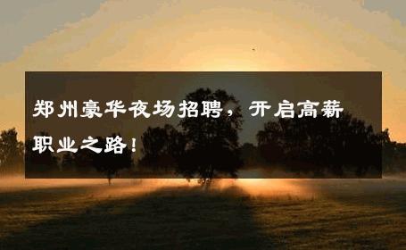 郑州豪华夜场招聘，开启高薪职业之路！