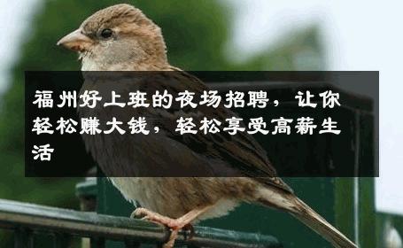 福州好上班的夜场招聘，让你轻松赚大钱，轻松享受高薪生活