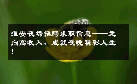 淮安夜场招聘求职信息——走向高收入，成就夜晚精彩人生！