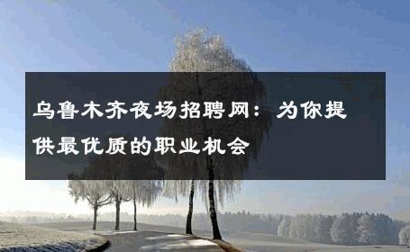 乌鲁木齐夜场招聘网：为你提供最优质的职业机会