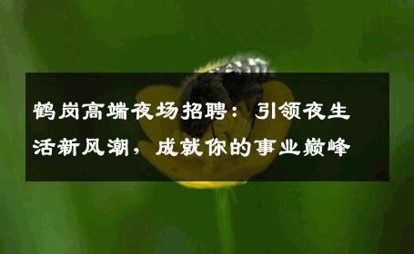 鹤岗高端夜场招聘：引领夜生活新风潮，成就你的事业巅峰