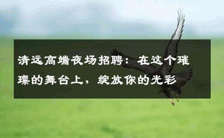 清远高端夜场招聘：在这个璀璨的舞台上，绽放你的光彩