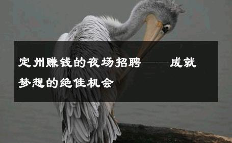 定州赚钱的夜场招聘——成就梦想的绝佳机会