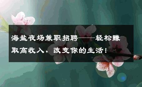 海盐夜场兼职招聘——轻松赚取高收入，改变你的生活！
