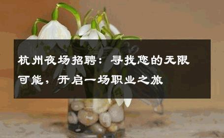 杭州夜场招聘：寻找您的无限可能，开启一场职业之旅