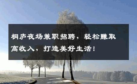 桐庐夜场兼职招聘，轻松赚取高收入，打造美好生活！