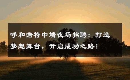 呼和浩特中端夜场招聘：打造梦想舞台，开启成功之路！