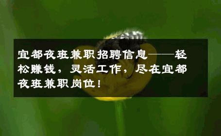 宜都夜班兼职招聘信息——轻松赚钱，灵活工作，尽在宜都夜班兼职岗位！